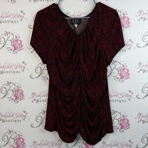 New woman design T-shirt draping style floral Women's Red and Black Blouse